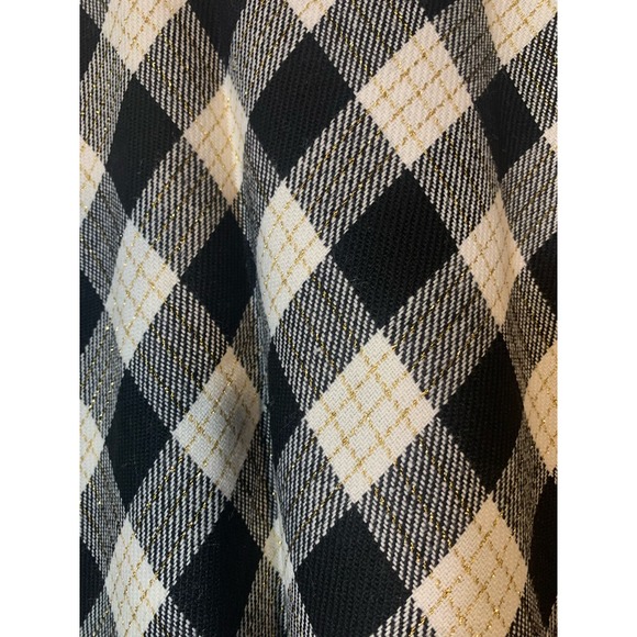 Vintage 70s Black White Check Plaid Maxi Skirt Handmade Tartan Medium Large - Picture 3 of 10